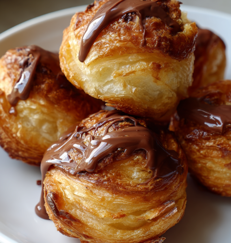 Air fryer chocolate croissant bites