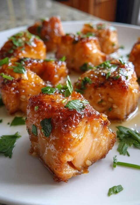 Air fryer honey garlic salmon bites