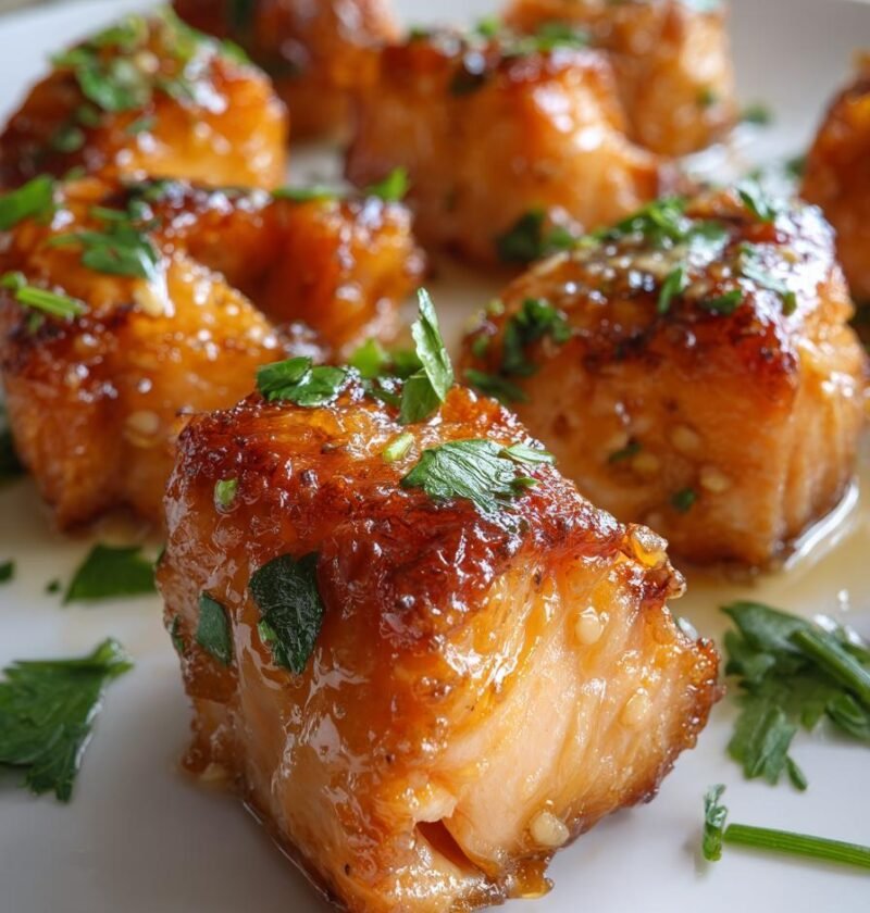 Air fryer honey garlic salmon bites