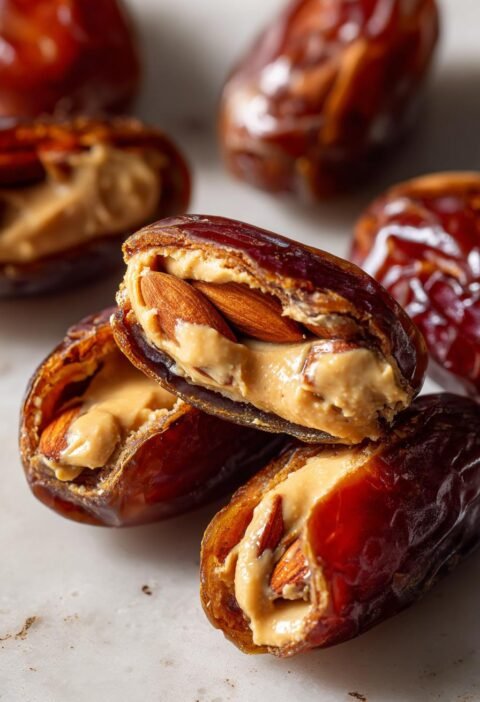 Air fryer stuffed dates with almond butter