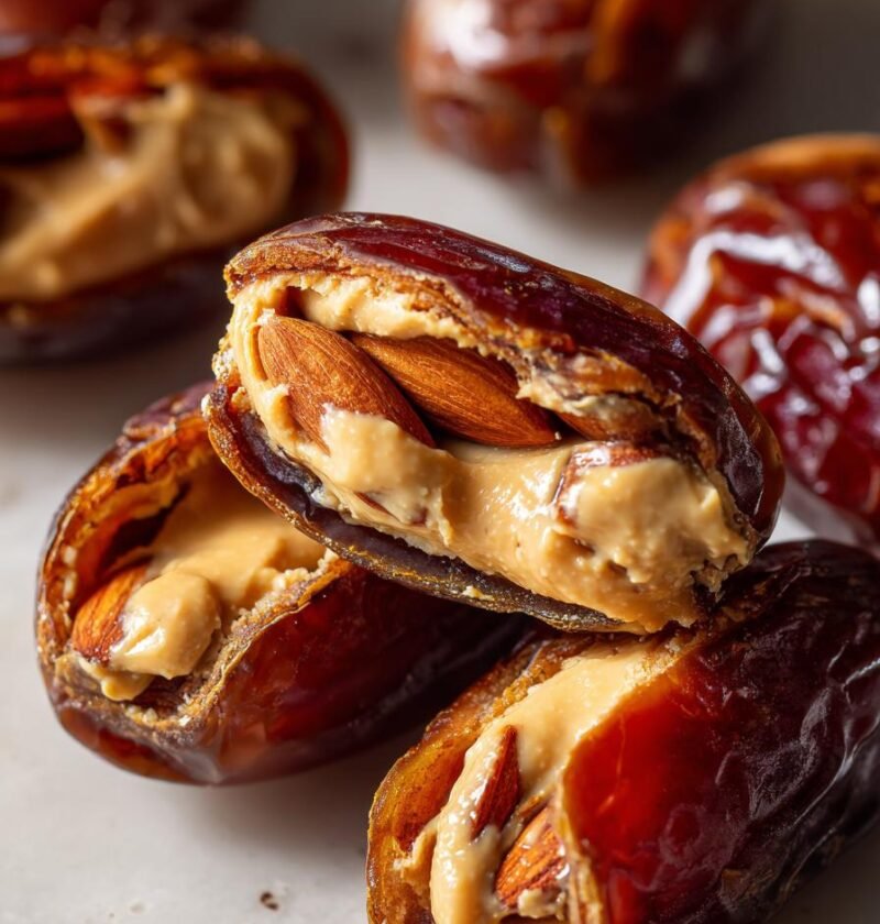 Air fryer stuffed dates with almond butter