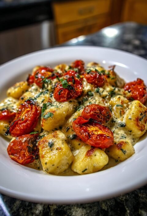 Baked feta gnocchi with roasted cherry tomatoes