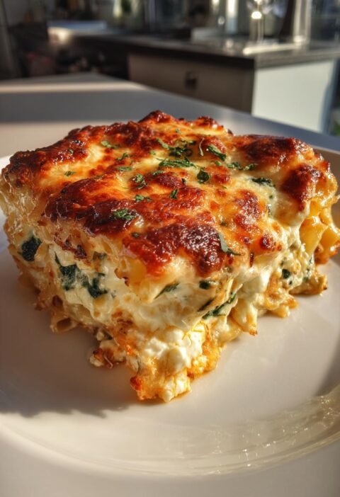 Baked ziti with ricotta and spinach