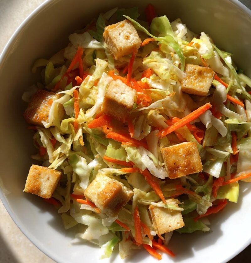 Cabbage, carrot, and tofu Asian slaw