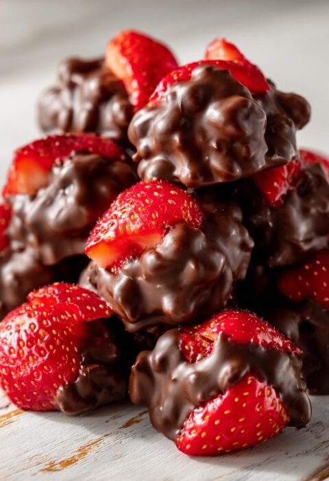 Chocolate-covered strawberry yogurt clusters