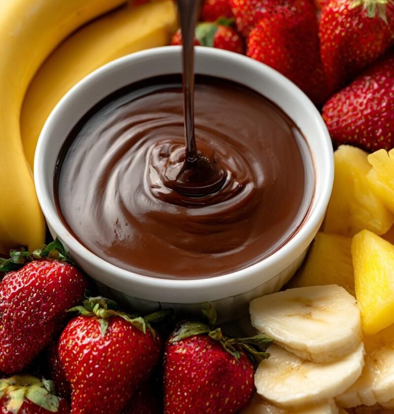 Chocolate fondue with fresh fruit