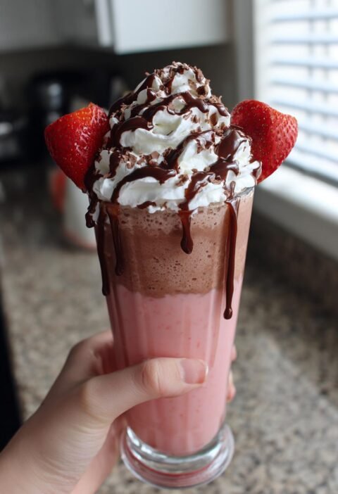 Chocolate strawberry milkshake