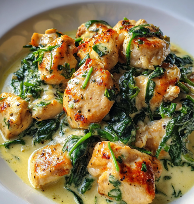 Creamy lemon chicken with spinach