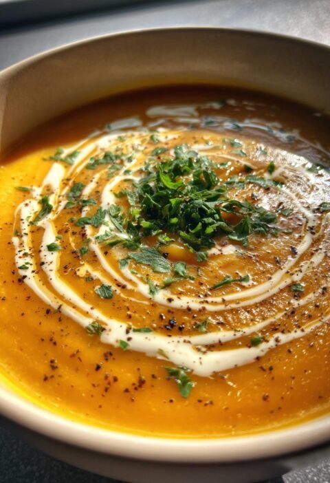 Creamy roasted cauliflower soup