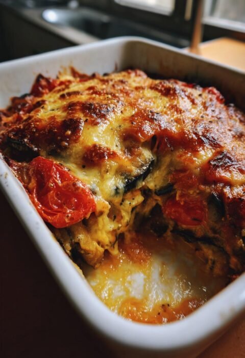 Eggplant and tomato baked parmesan-style