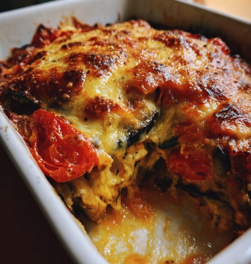 Eggplant and tomato baked parmesan-style