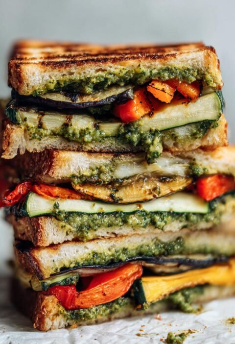 Grilled vegetable and pesto panini