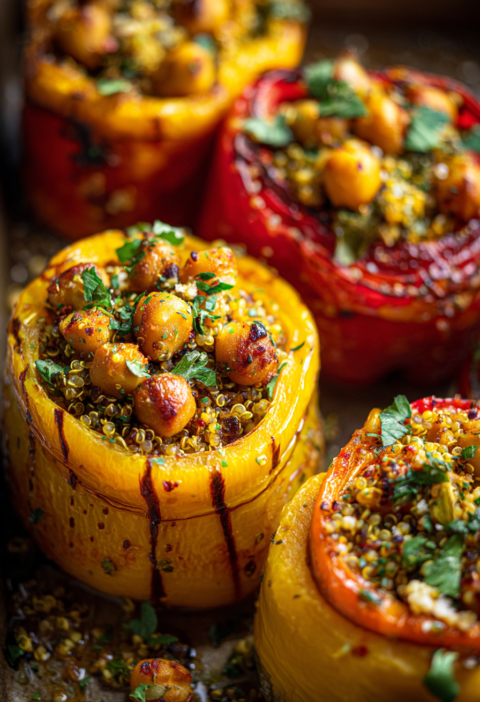Mediterranean chickpea stuffed peppers