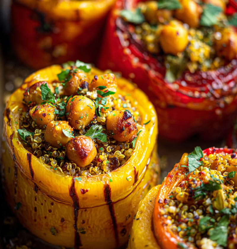 Mediterranean chickpea stuffed peppers