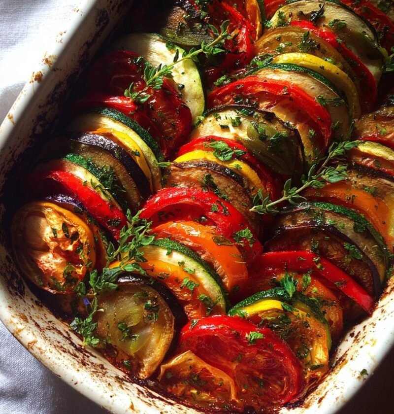 Mediterranean vegetable ratatouille with fresh herbs
