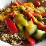 Rainbow vegetable quinoa bowl with lemon vinaigrette
