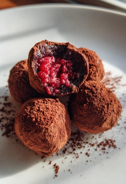 Raspberry chocolate truffles