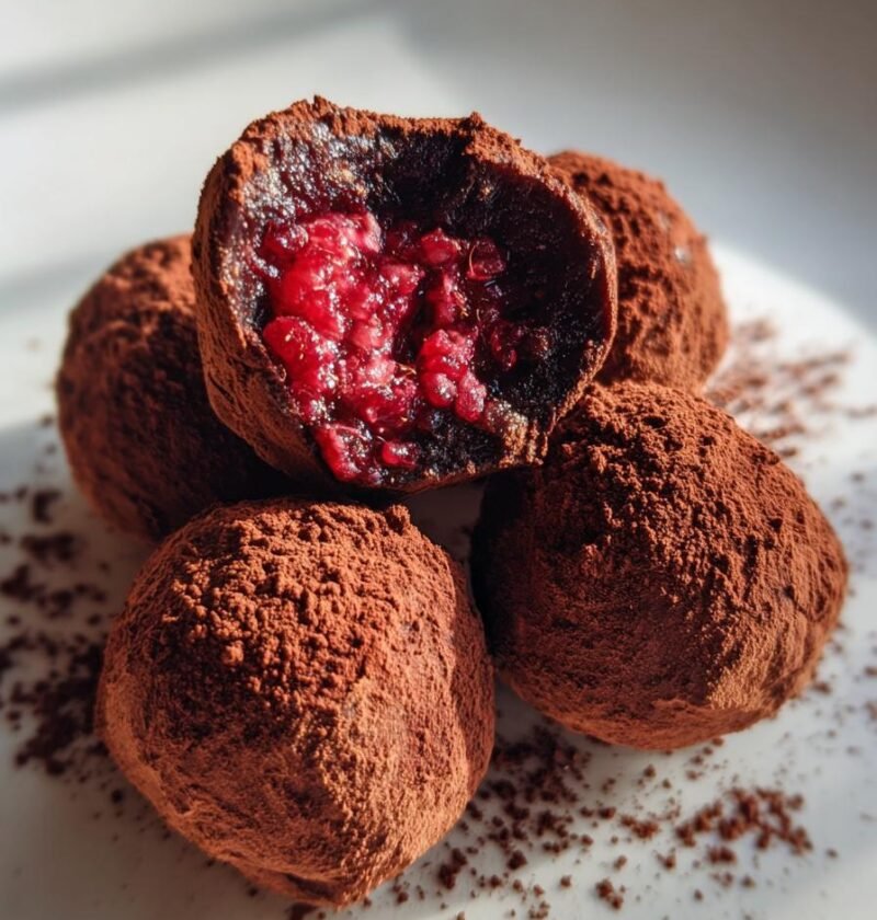 Raspberry chocolate truffles