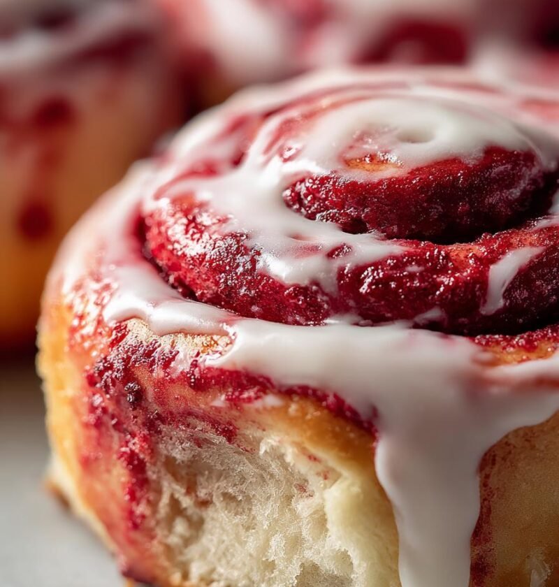 Red velvet cinnamon rolls without cream cheese
