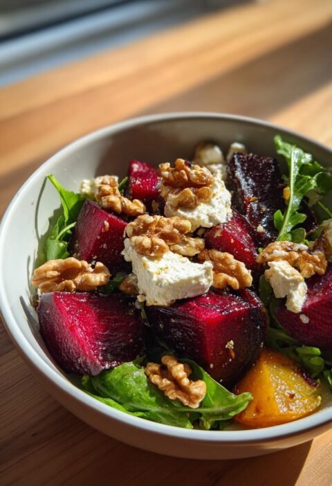 Roasted beet and goat cheese salad