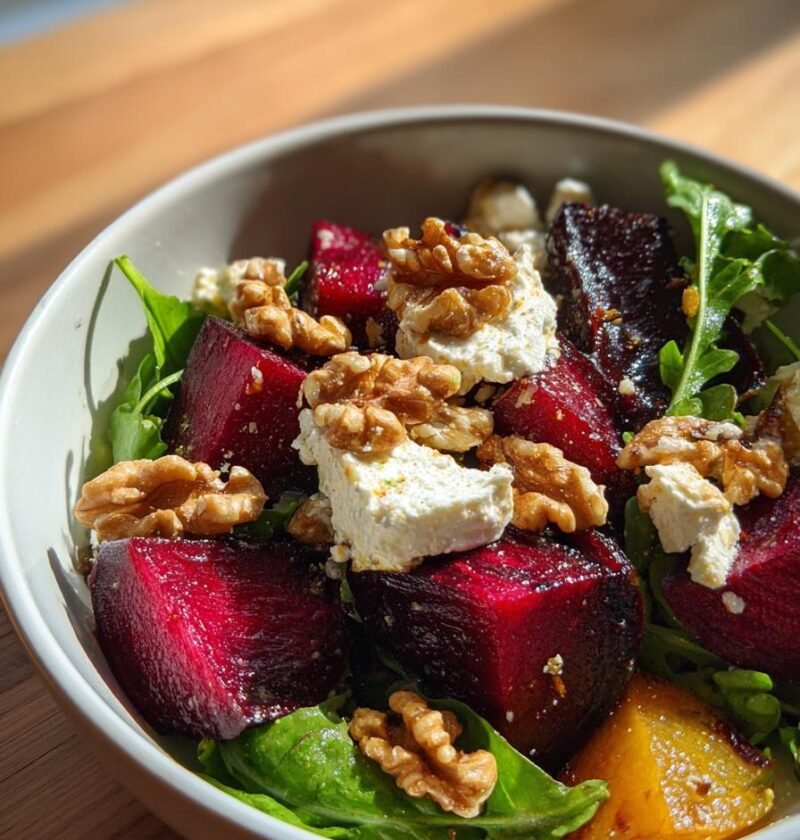 Roasted beet and goat cheese salad