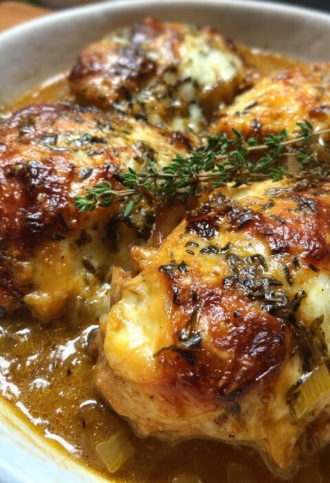 Slow cooker French onion chicken