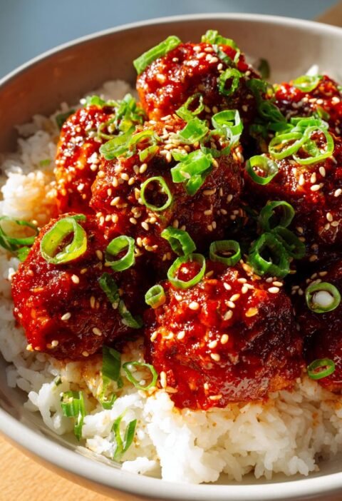 Spicy Korean gochujang meatballs