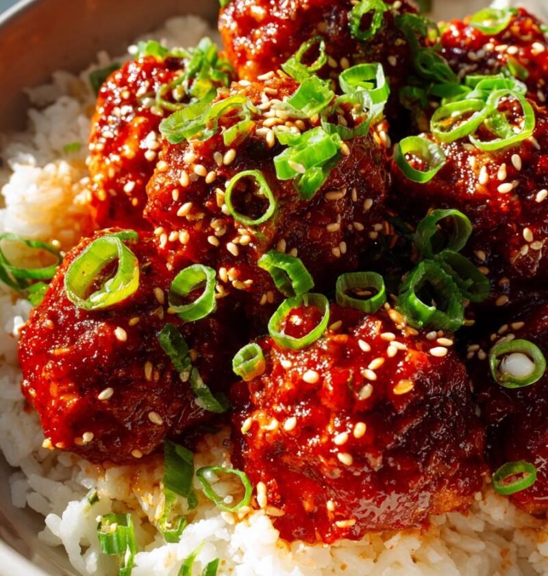 Spicy Korean gochujang meatballs