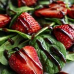 Spinach and strawberry salad with balsamic glaze