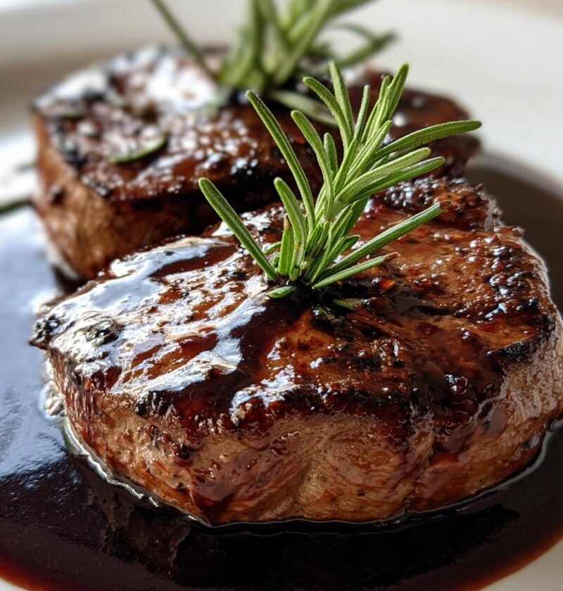 Steak with red wine reduction