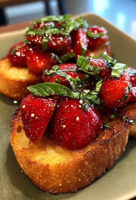 Strawberry basil bruschetta