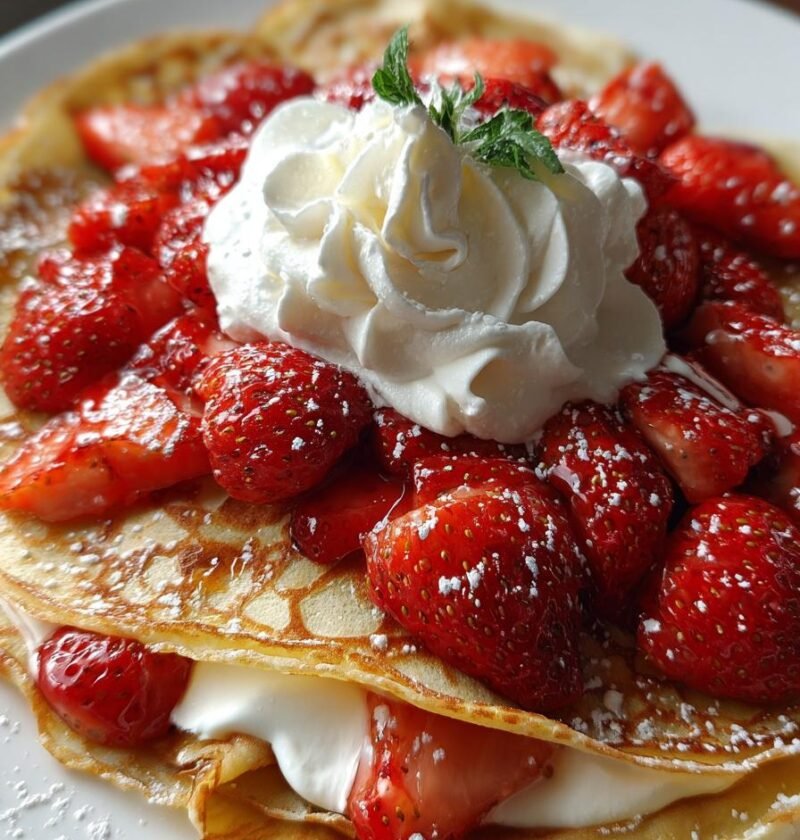 Strawberry crepes with whipped cream