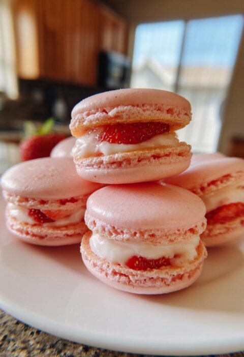 Strawberry macarons