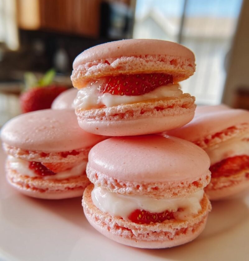 Strawberry macarons