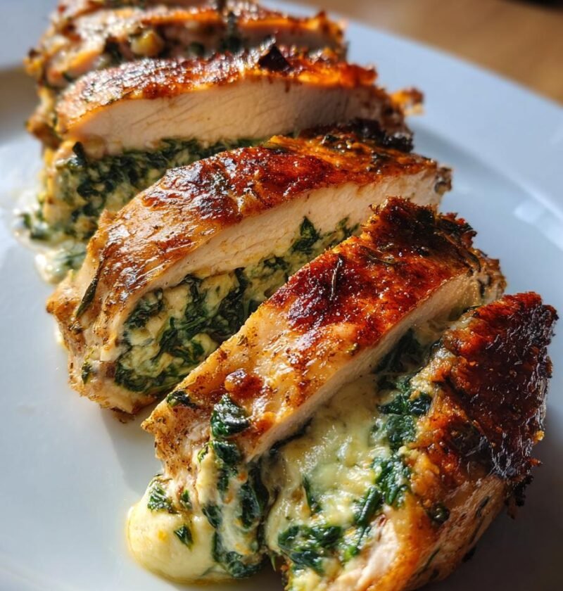 Stuffed chicken breast with spinach and cheese