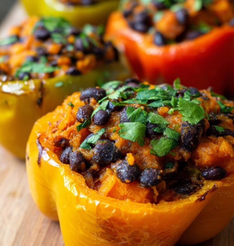 Sweet potato and black bean stuffed peppers