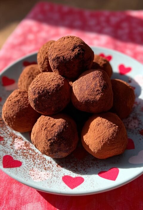 Valentine’s Day chocolate truffles with three ingredients
