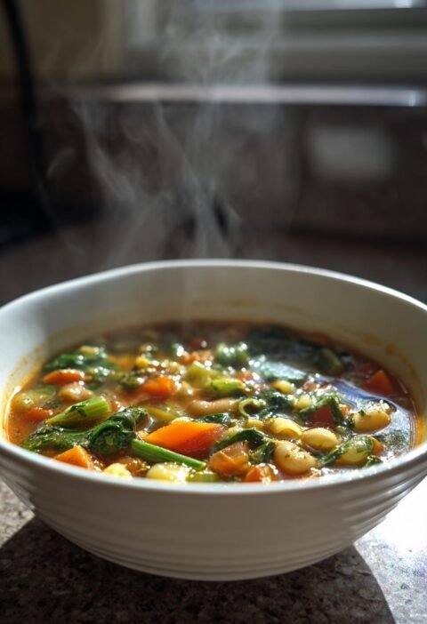 Vegetable-packed minestrone soup
