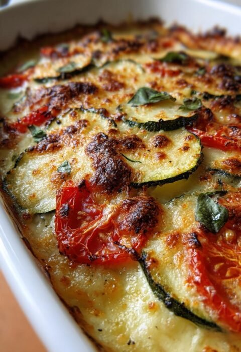 Zucchini, tomato, and basil gratin