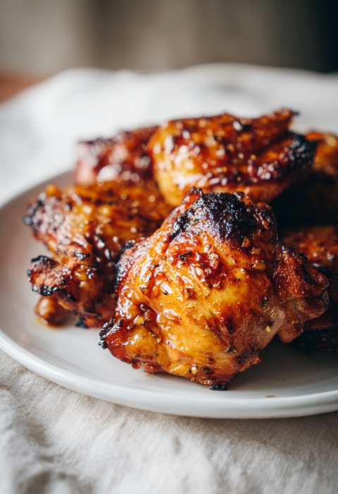 air fryer honey garlic chicken thighs with crispy skin