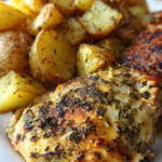 air fryer lemon garlic chicken with crispy potatoes