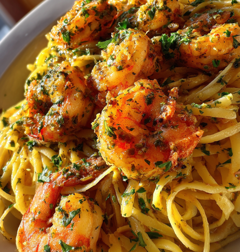 gluten free shrimp scampi with garlic lemon pasta