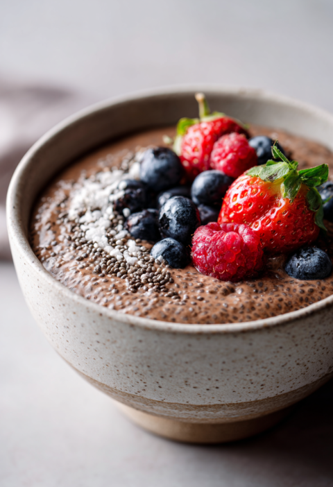 high protein chocolate chia pudding