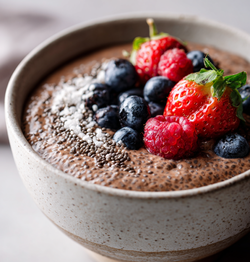 high protein chocolate chia pudding