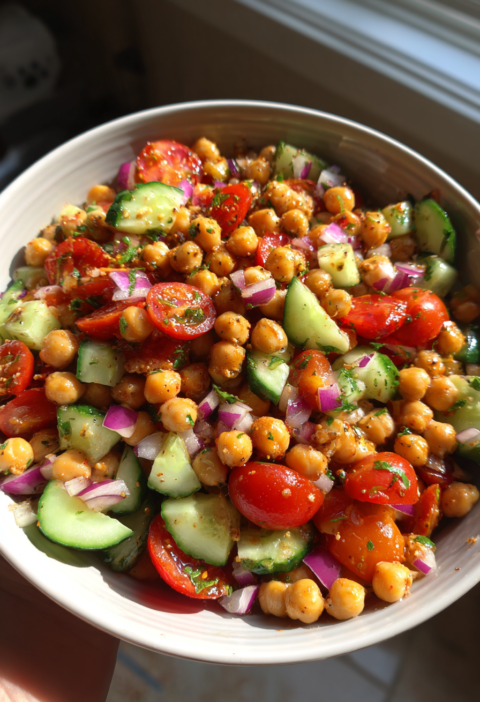 mediterranean chickpea crunch salad