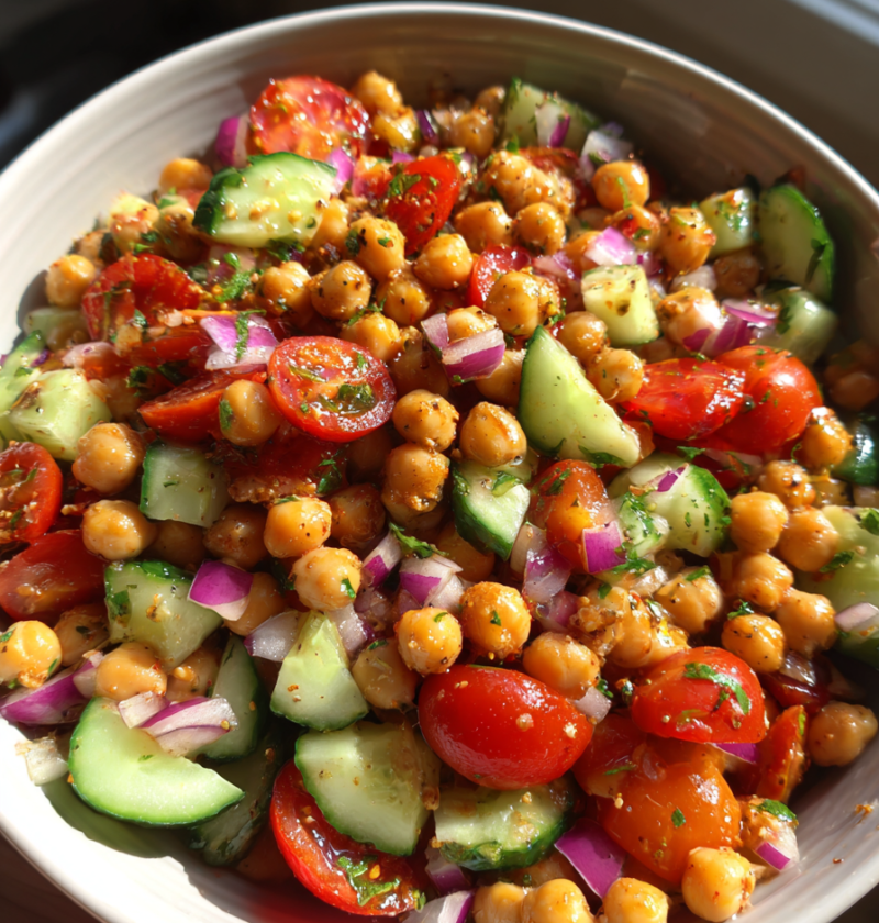 mediterranean chickpea crunch salad