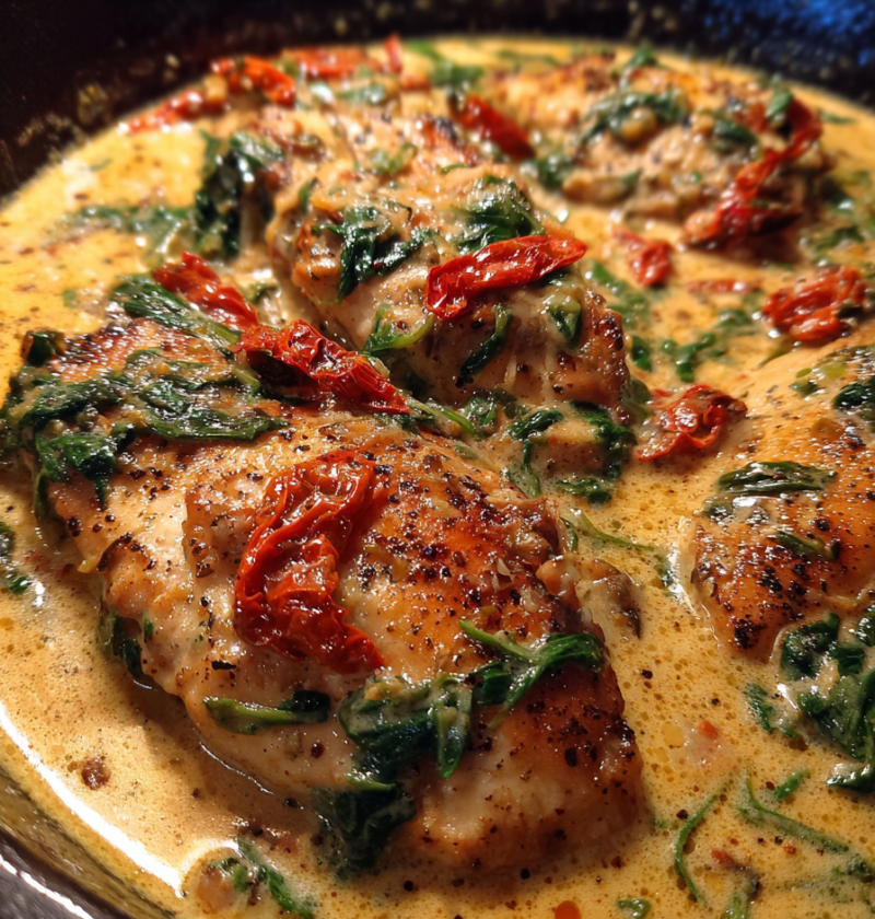one pan creamy tuscan chicken skillet