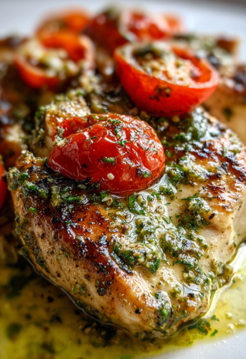 Baked chicken pesto tomatoes
