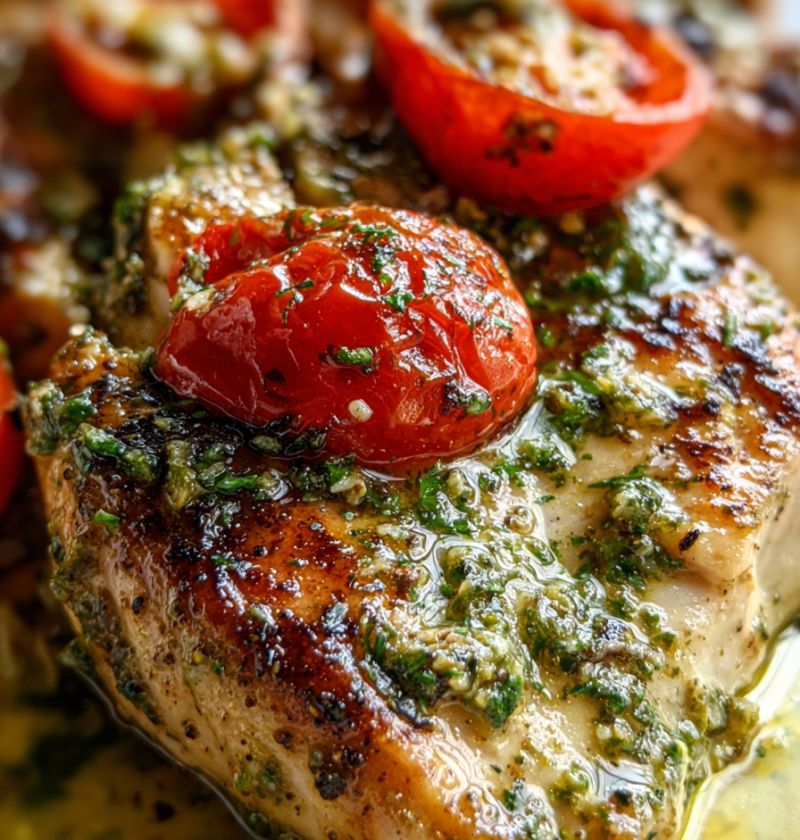 Baked chicken pesto tomatoes