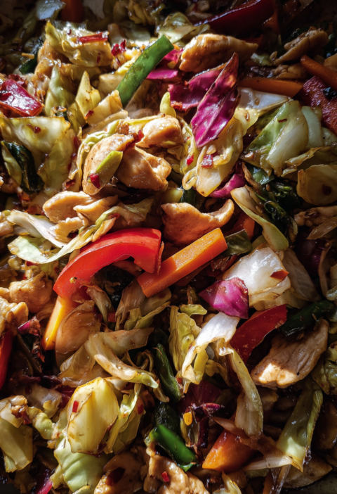 Cabbage stir fry with chicken